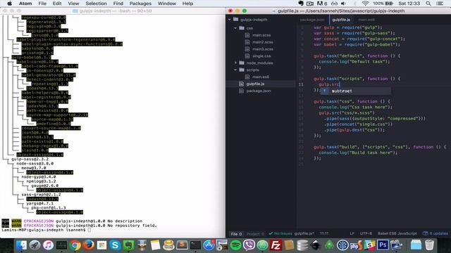 GulpJs Beginner Tutorials Indepth - 5 Transpiling es2015 es6 Javascript using babel смотреть онлайн