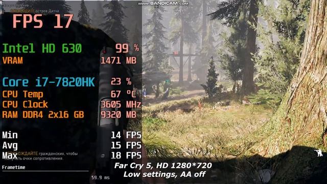 Intel HD 630 (7th gen CPU Laptop) Far Cry 5 fps test смотреть онлайн