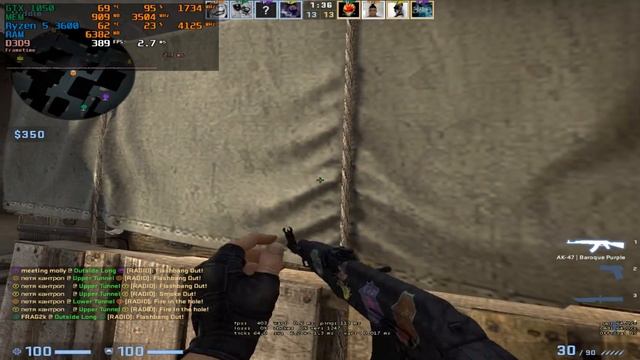 CS:GO : GTX 1050 2GB + Ryzen 5 3600 смотреть онлайн