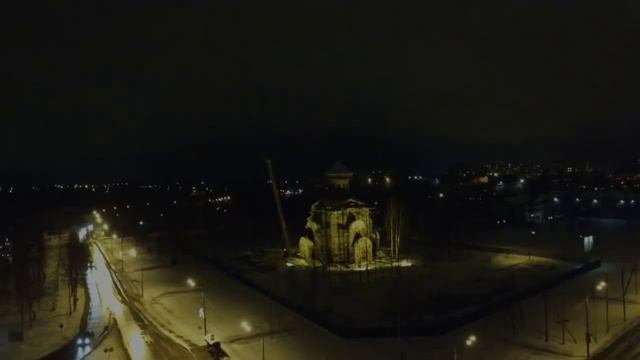 Первый полет на Фантоме. Мой город Хотьково ночью с высоты птичьего полета. смотреть онлайн