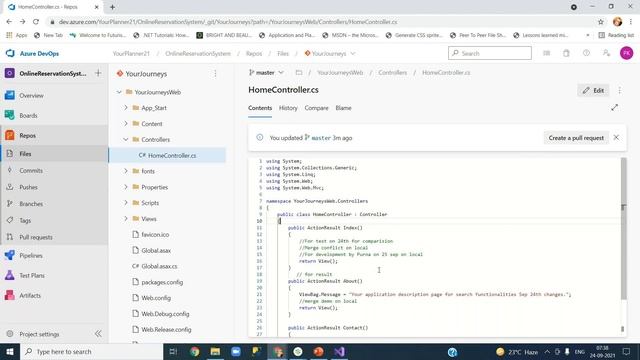12 Azure Repos - Git Operations Commit, Push, Pull, Sync Merge and Branch creation смотреть онлайн