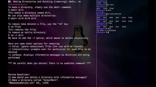 Command Line Tutorial 06. Making Directories and Removing (deleting): mkdir, rm смотреть онлайн