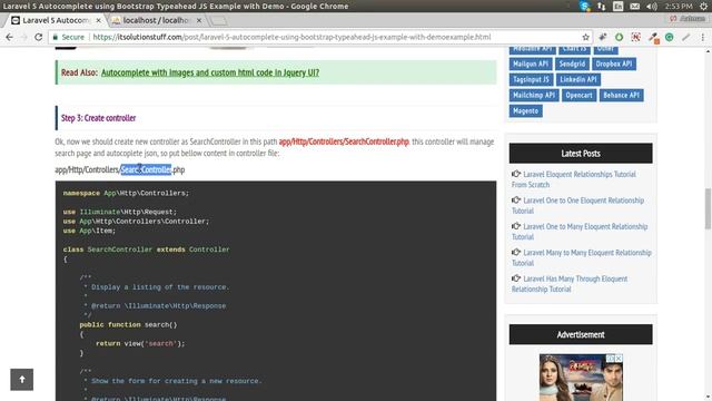 Laravel Autocomplete Search Using Typeahead JS смотреть онлайн