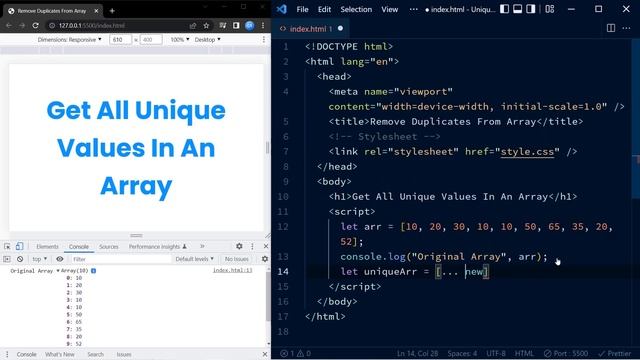 How To Get Unique Values From An Array With Javascript смотреть онлайн