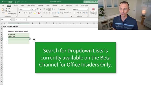 New Excel Feature: Search Dropdown Lists On Desktop Version смотреть онлайн