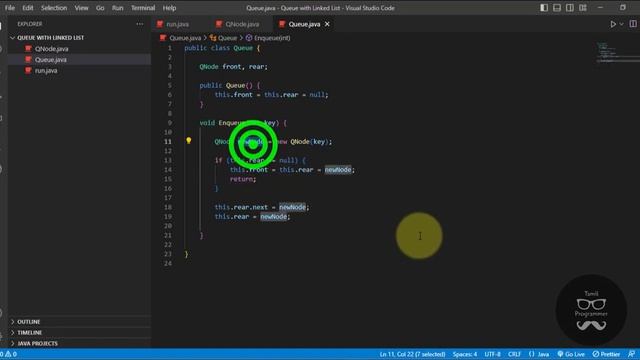 Queue With Linked List in Java | Dynamic Queue | Tutorial in Tamil | Tamil Programmer смотреть онлайн