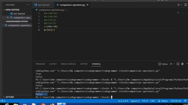 python Comparison operators... смотреть онлайн