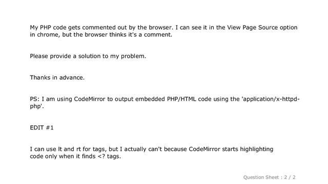 HTML : Output PHP Code in HTML, literally смотреть онлайн