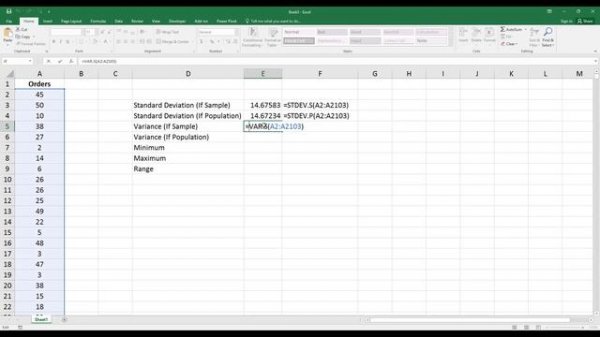 How to Find Standard Deviation, Variance, Minimum, Maximum, and Range in Excel. [HD]