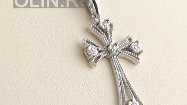 Нательный крест с бриллиантами из белого золота смотреть онлайн