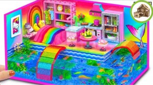 Миниатюрный домик русалки с радужным аквариумом вокруг дома для домашних животных своими руками #29