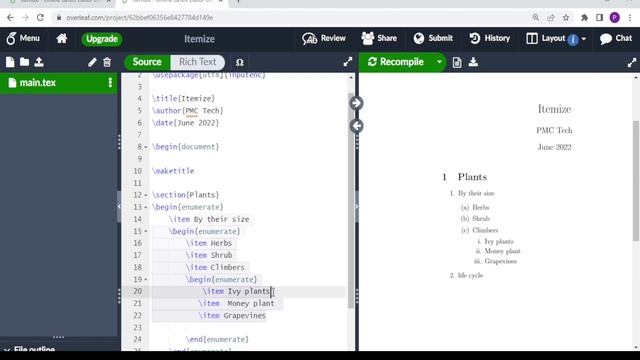 How to itemize and enumerate in Overleaf | Latex. смотреть онлайн