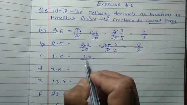 Class 6 -Exercise - 8.1 - Q 5 | Write The Following Decimals As Fractions And Reduce The Fractions