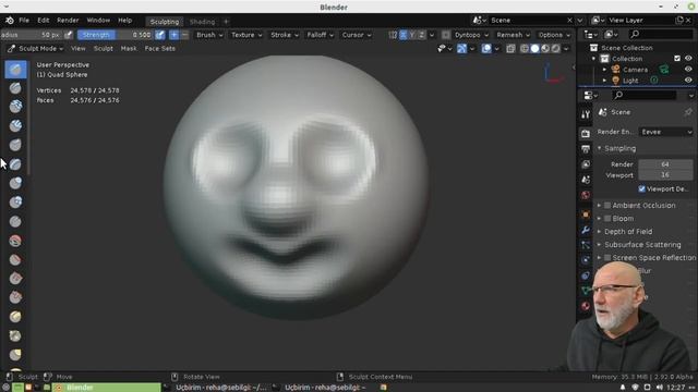 Yavaş Bilgisayarda Blender 2.92-alpha ile Sculpt смотреть онлайн
