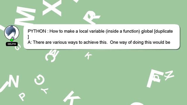 PYTHON : How to make a local variable (inside a function) global смотреть онлайн
