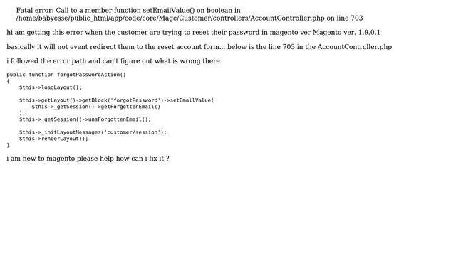 Magento: Fatal error: Call to a member function setEmailValue() on boolean in (2 Solutions!!) смотреть онлайн