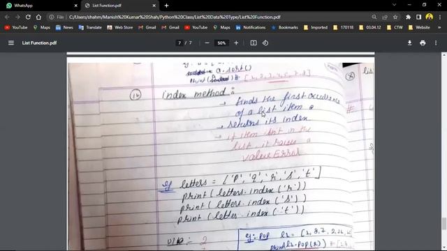List Functions in Python | List Methods in Python | Python List Manipulation in Hindi || With Note смотреть онлайн