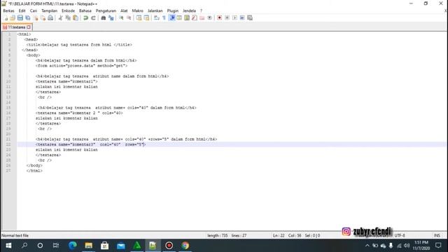 Tutorial Form HTML Part 11 : Cara Menggunakan Tag Text Area Dalam Form Html смотреть онлайн