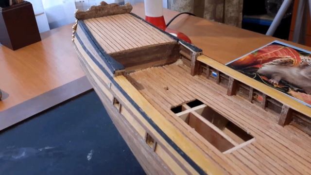 Моделизм. Постройка Деревянный модели кеча Dolfin (8). Корма, палуба... смотреть онлайн