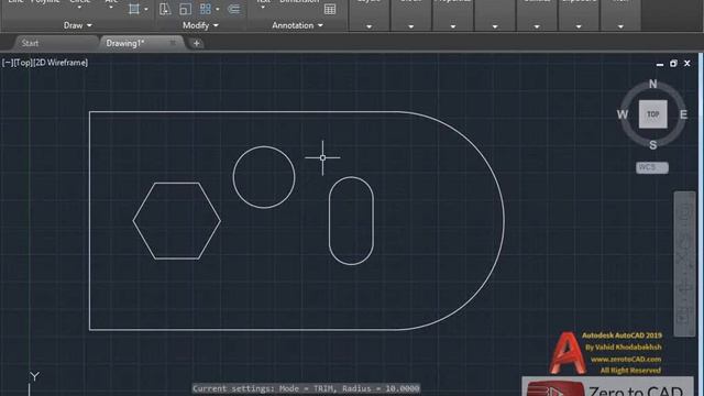 LESSON 13 : EXAMPLE 03 in AutoCAD 2019 (www.zerotoCAD.com) смотреть онлайн