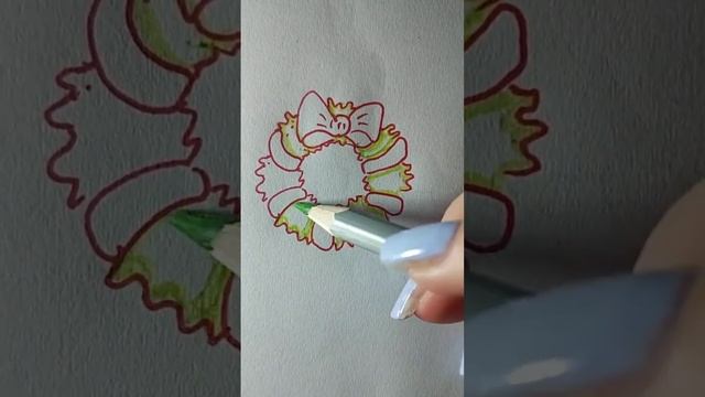 how to draw a Christmas wreath cute. ❤ Christmas wreath drawing смотреть онлайн