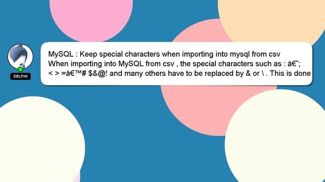 MySQL : Keep special characters when importing into mysql from csv смотреть онлайн