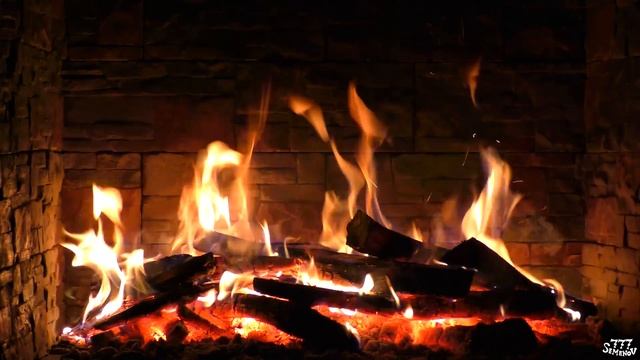 ? Relax By The Burning Fireplace 4K | Камин 4К | Звуки огня | Камин | Огонь | Заставка камин | 火