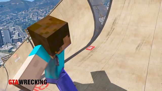 GTA 5 Minecraft Mod Ramp Ragdolls Compilation (funny Euphoria Physics)