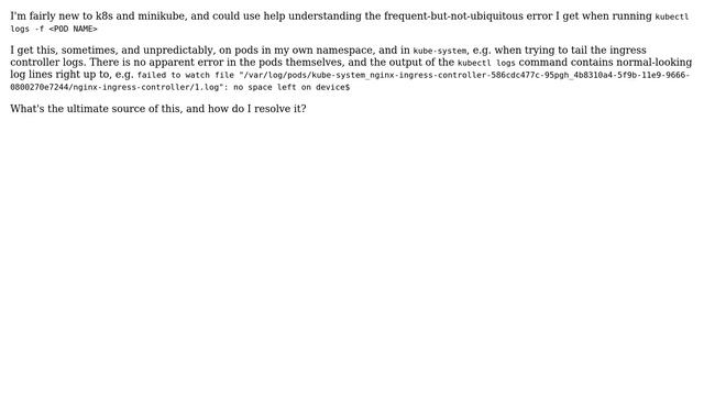 DevOps & SysAdmins: minikube/k8s/kubectl "failed to watch file [ ... ]: no space left on device" смотреть онлайн
