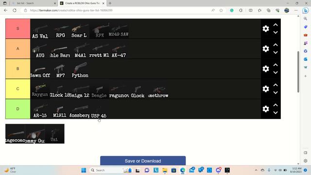 Roblox Ohio Gun Tier List