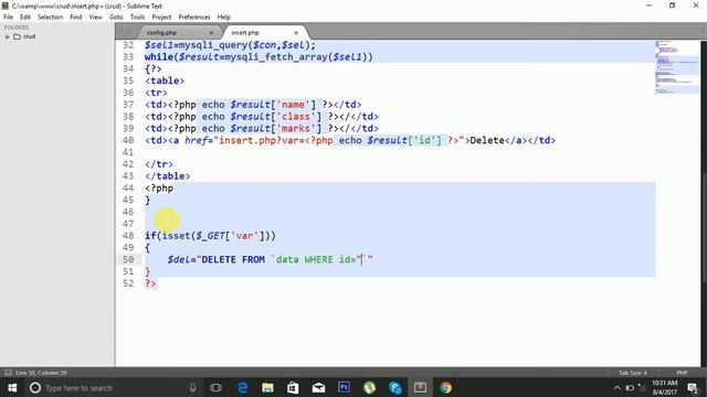 How to delete data from database using PHP and MySQLi | CRUD system | Part 3 смотреть онлайн
