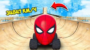 СПУСК БЕЗ ТОРМОЗОВ НА ГИГАНТСКОЙ ГОЛОВЕ ЧЕЛОВЕКА ПАУКА ПО ТРАМПЛИНУ  ГТА 5 МОДЫ МУРКА