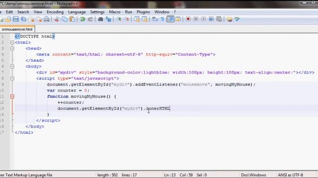 Javascript MouseMove Event смотреть онлайн