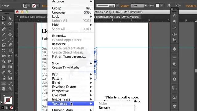 Adobe Illustrator CS6 Text Wrap смотреть онлайн