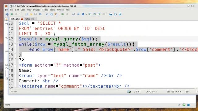 PHPMyAdmin & MySQL & PHP introduction 07: A basic Guestbook Part 2 смотреть онлайн