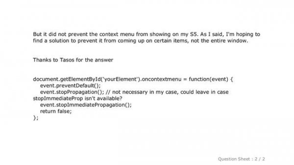 HTML : Disable mobile longpress context menu on specific elements