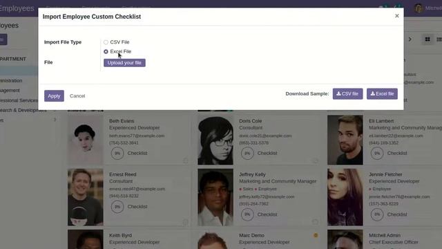 Employee Custom Checklist - Import Checklist Through CSV/XLS Odoo смотреть онлайн