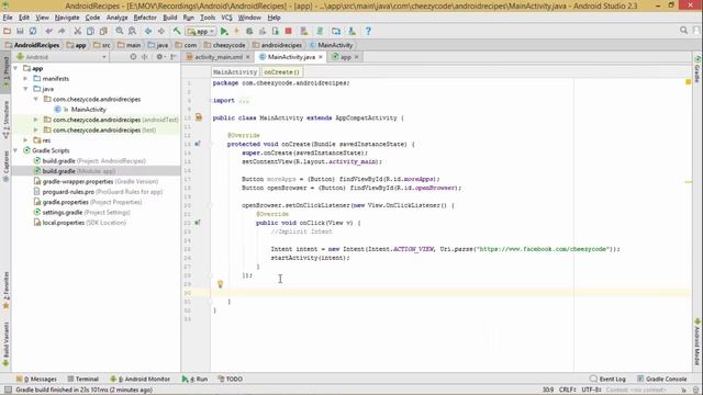 Android Implicit Intent Tutorial | Open URL In Browser & Open PlayStore App (in Hindi) смотреть онлайн