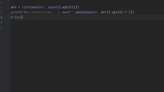 Maximum Consecutive 1's in One Line of Code | Python | 2022 | #array #python #oneliner смотреть онлайн