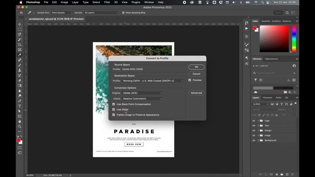 How To Convert RGB To CMYK In Photoshop CC Without Flattening Image смотреть онлайн