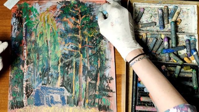 Пейзаж масляной пастелью смотреть онлайн