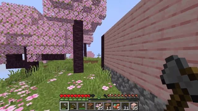 Выживание в вишневом биоме - 1 часть. Я строю новый дом из вишни в вишнёвом биоме в майнкрафт!