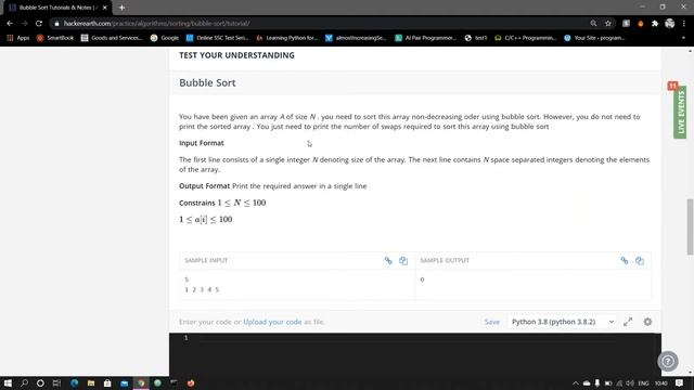 Algorithm in Python Bubble Sort|Hackerearth Coding смотреть онлайн