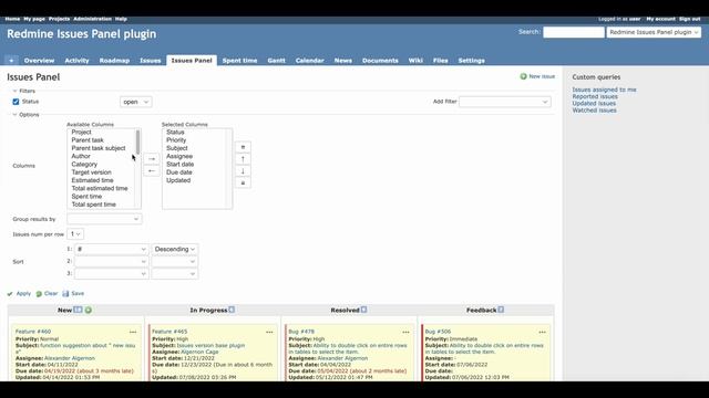 Redmine issues panel plugin смотреть онлайн