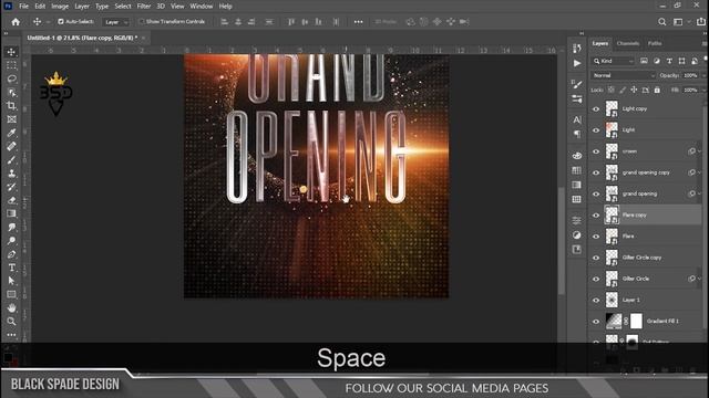 Grand Opening Silver Poster Design in | Photoshop 2021 Tutorial | смотреть онлайн