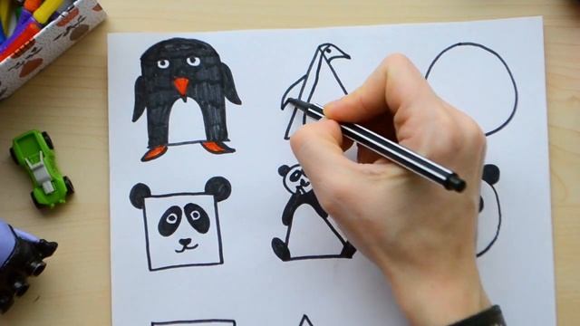 ПИНГВИН ИЗ КВАДРАТА, ТРЕУГОЛЬНИКА, КРУГА / РИСУЕМ С ДЕТЬМИ / Wow My Idea смотреть онлайн