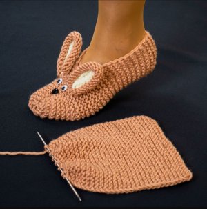 Милые вязание тапочки Зайки