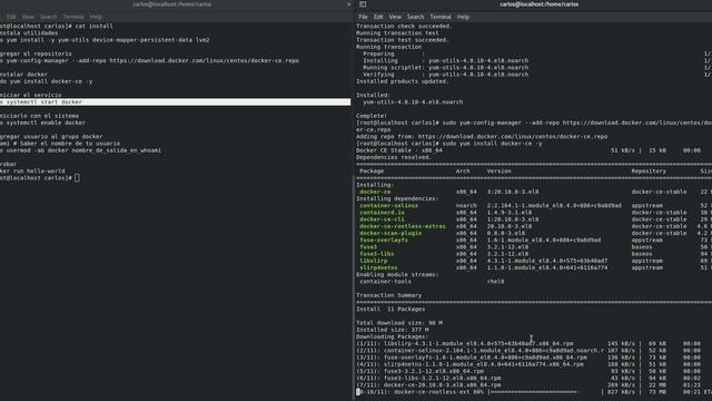 Instalación de Docker en CentOS 8.4.2105 смотреть онлайн