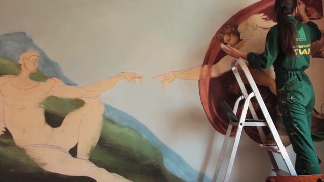 La creazione di Adamo, Сотворение Адама, роспись стен, ускоренное видео смотреть онлайн