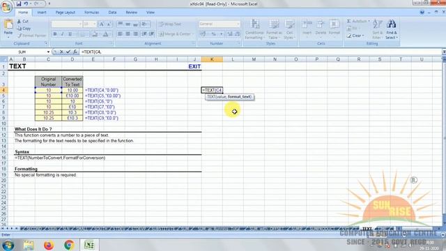 How to use Text Formula in excel with sunrise смотреть онлайн